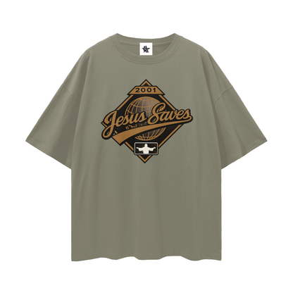Vintage/Y2K Religious Jesus Saves Oversized T Shirt