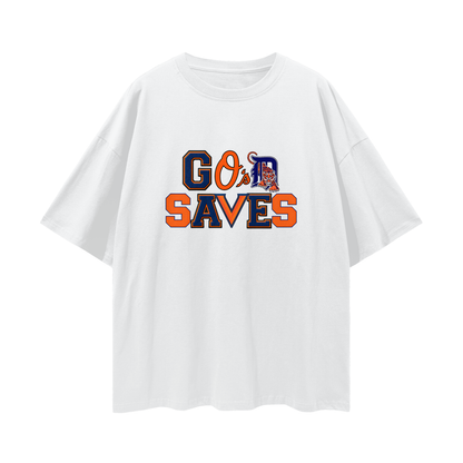 Religious God Saves Sport Logos Like Graphic Oversized T Shirt