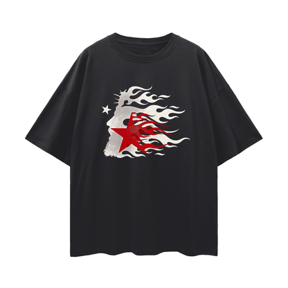 Religious Jesus Hellstar Logo  Like Graphic Oversized T Shirt