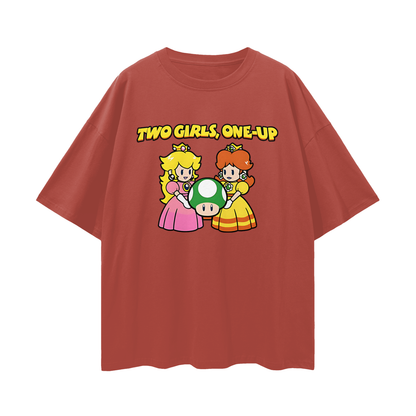 Funny Vintage/Y2K Two Girls One Up Oversized T Shirt