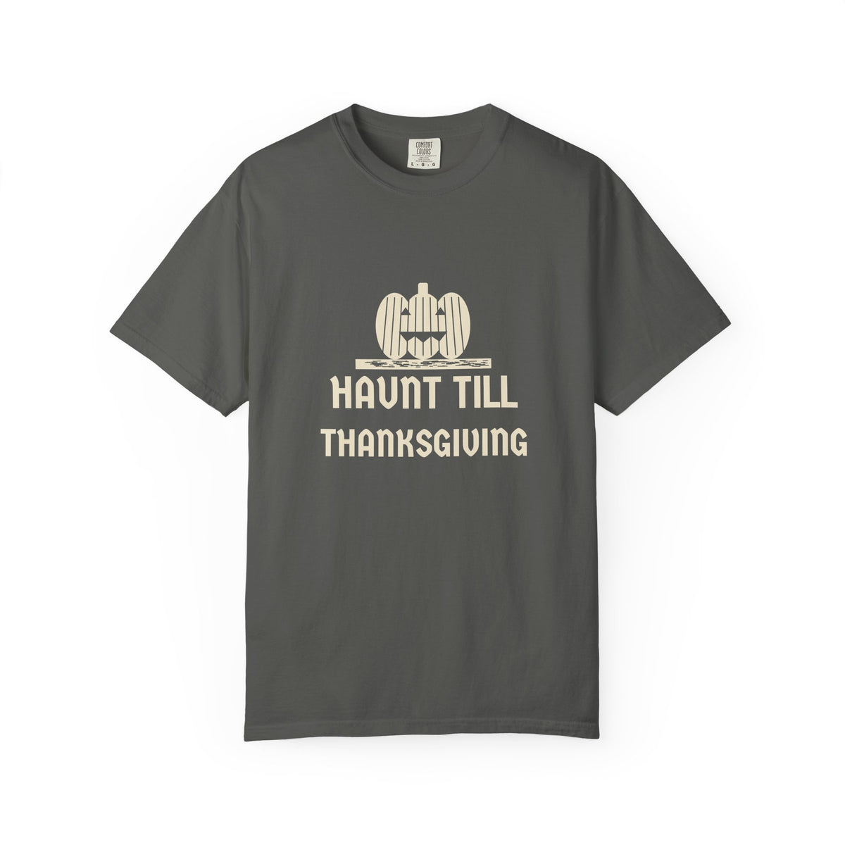 Haunt Till Thanksgiving Woodcut Pumpkin Halloween Tee