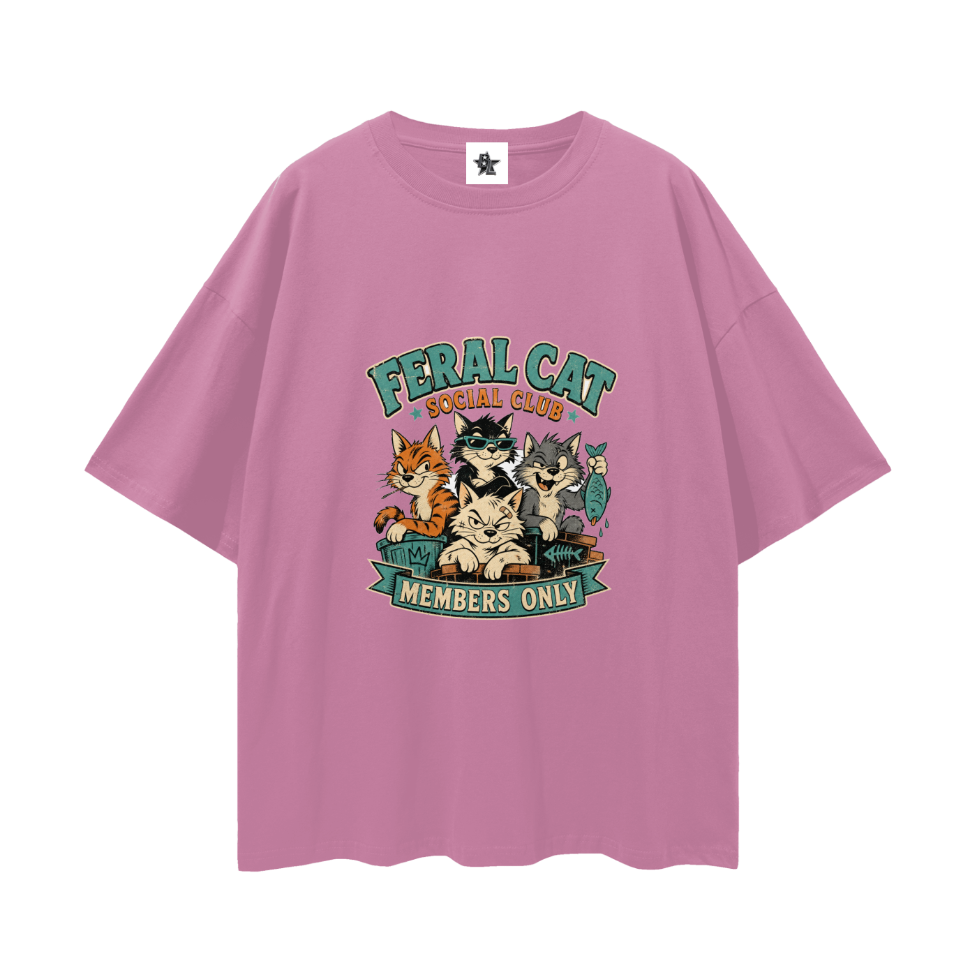 Feral Cat Social Club Tee - Members Only | Oversized Heavyweight Bootleg Graphic Tee