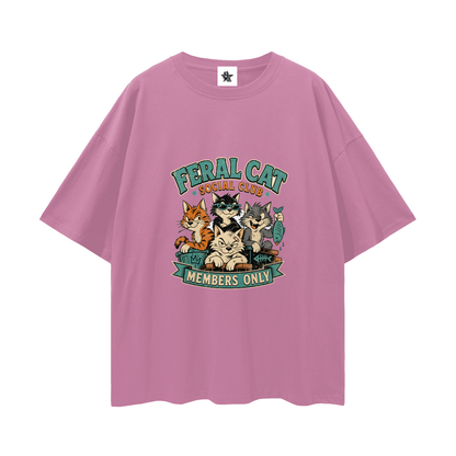 Feral Cat Social Club Tee - Members Only | Oversized Heavyweight Bootleg Graphic Tee