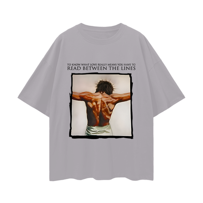 Religious Jesus Read Between The Lines Graphic Oversized T Shirt