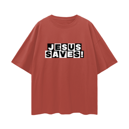 Religious Jesus Saves Cartoon Network Like Graphic Oversized T Shirt