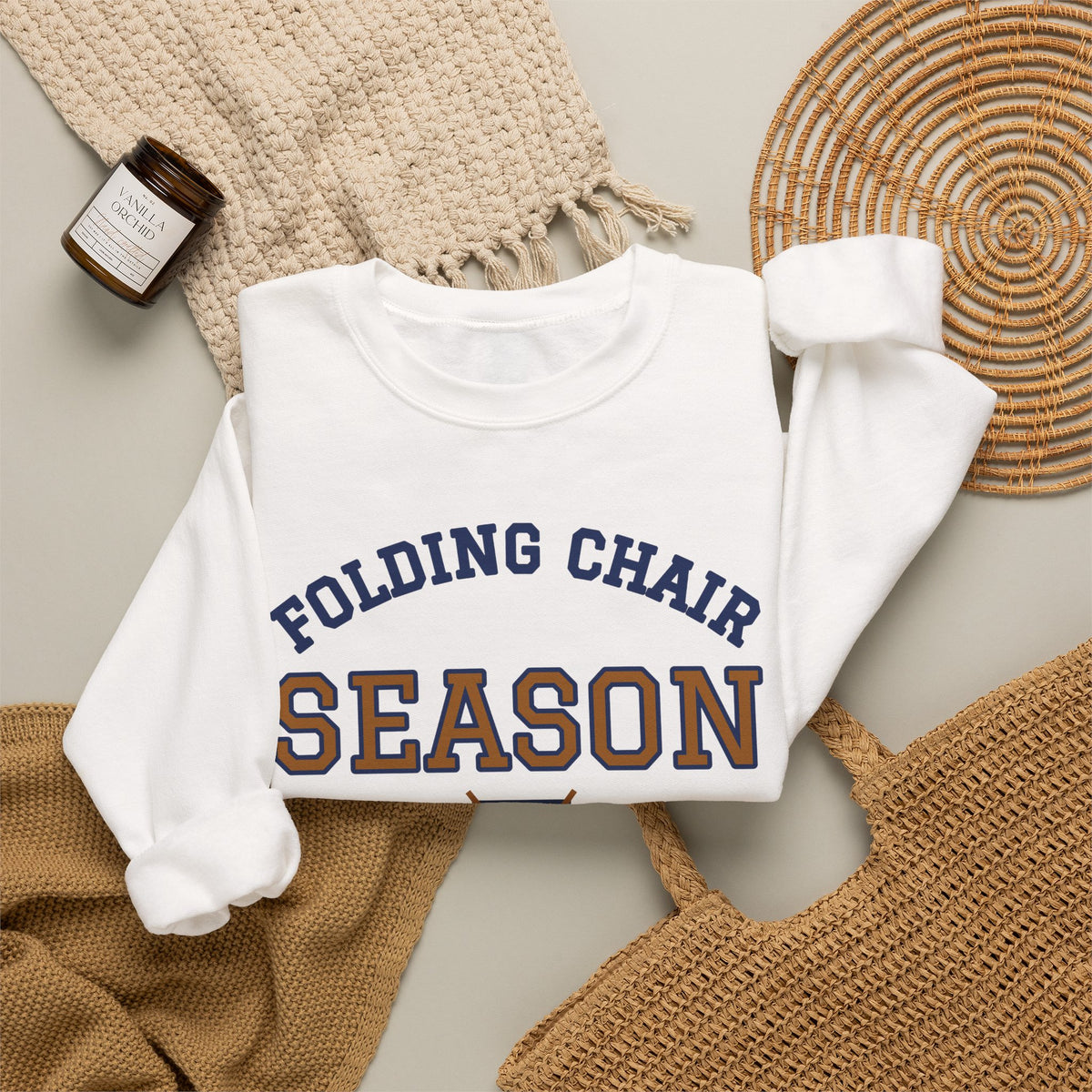 Sports Mom Sweatshirt, Folding Chair Season Varsity Crewneck, Soccer Mom Baseball Mom Sweatshirt, Gift for Mom