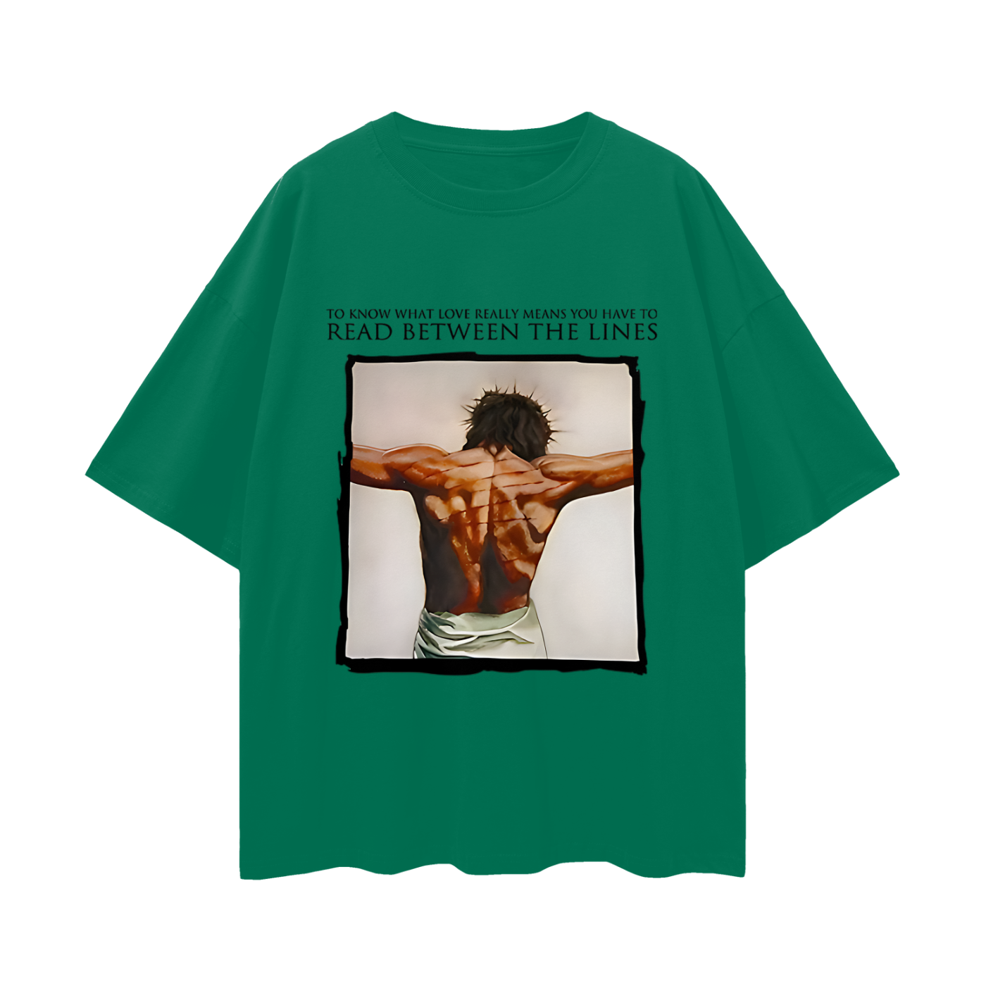 Religious Jesus Read Between The Lines Graphic Oversized T Shirt