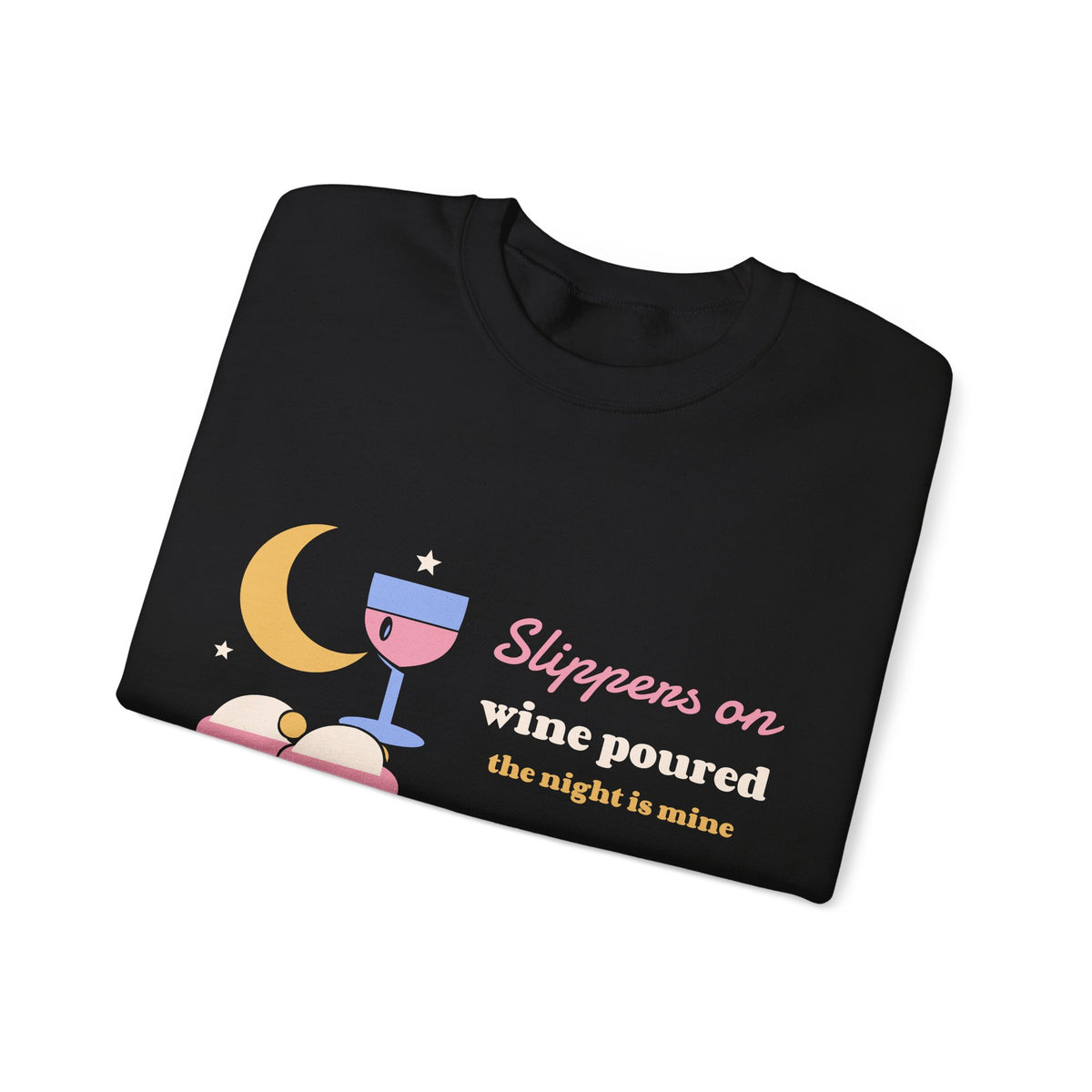 Funny Wine Sweatshirt for Women, Slippers On Wine Poured Crewneck, Wine Lover Gift, Night In Sweatshirt, Unisex S-3XL