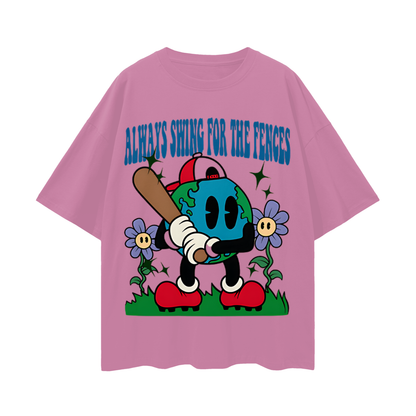Swing For The Fences Baseball Graphic Oversized T Shirt