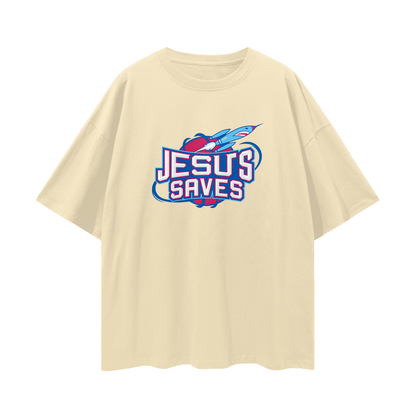 Religious Jesus Saves Vintage Houston Rockets Like Graphic Oversized T Shirt