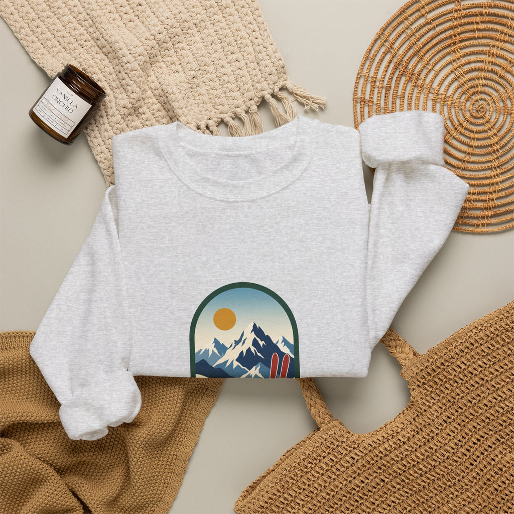 Skipping the Slopes Retro Ski Lodge Sweatshirt, Apres Ski Winter Crewneck