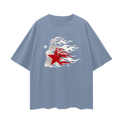 Religious Jesus Hellstar Logo  Like Graphic Oversized T Shirt