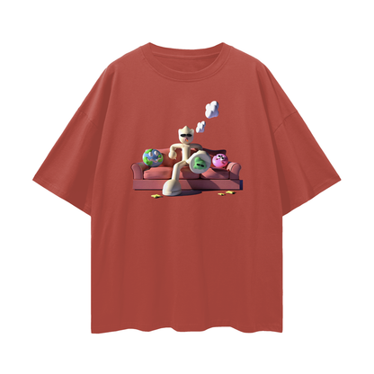 Clay Man On Couch Graphic Oversized T Shirt