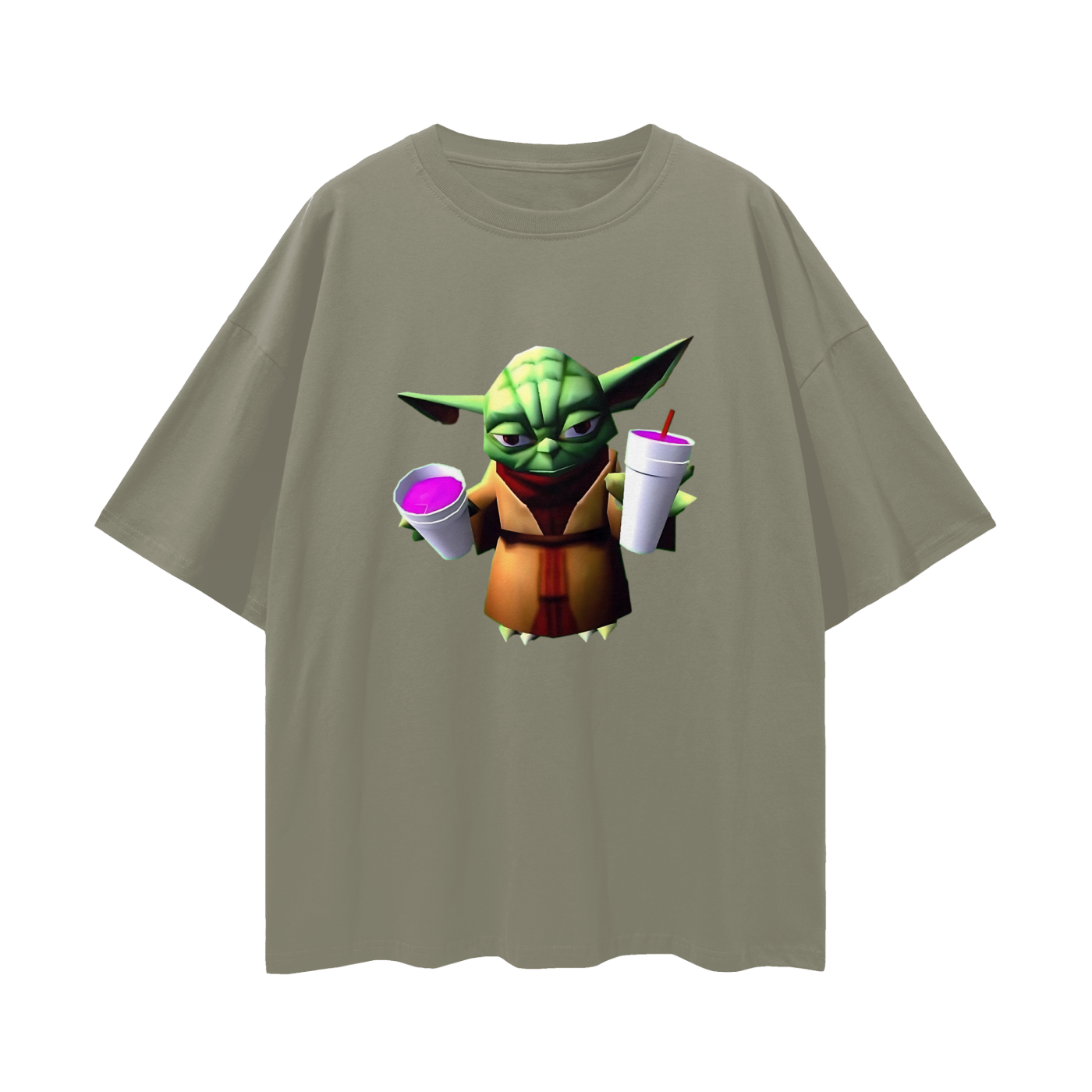 Funny Yoda Star Wars Double Cup Y2K Vintage Like Graphic Oversized T Shirt