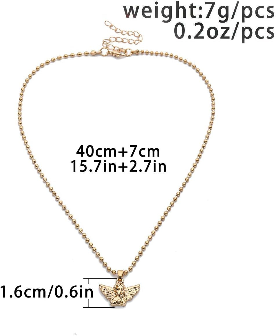 Angel Necklace Cherub Necklace for Women,Angel Wings Pendant Necklace,Cupid Guardian Y2K Aesthetic Necklace