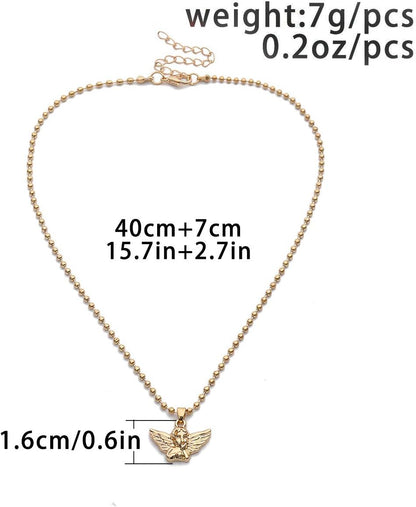Angel Necklace Cherub Necklace for Women,Angel Wings Pendant Necklace,Cupid Guardian Y2K Aesthetic Necklace
