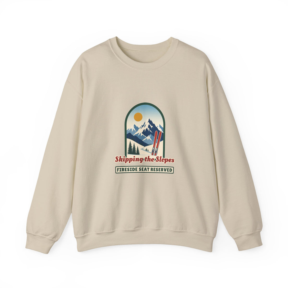 Skipping the Slopes Retro Ski Lodge Sweatshirt, Apres Ski Winter Crewneck