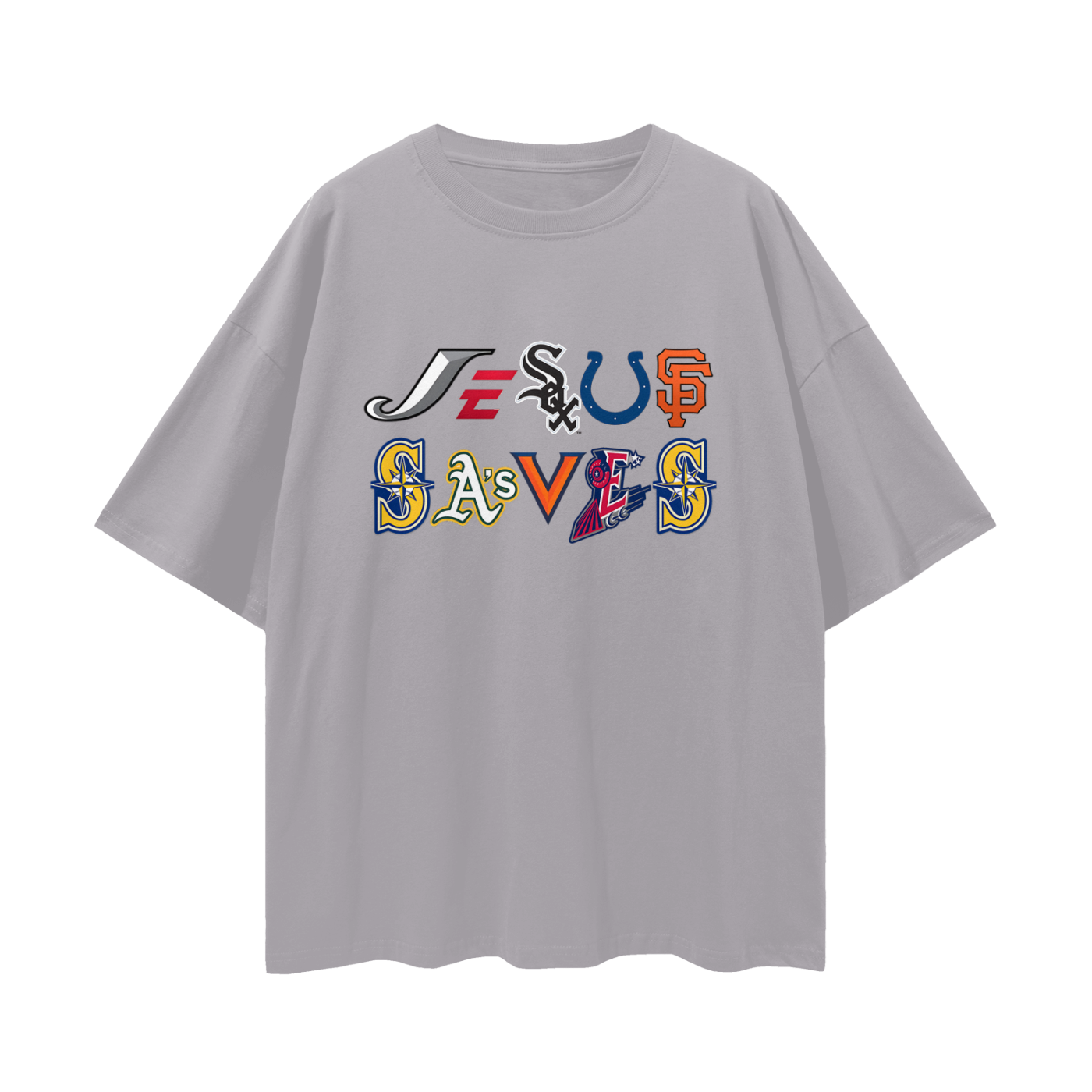 Religious Jesus Saves Sport Logos Like Graphic Oversized T Shirt