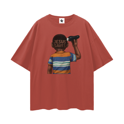 Vintage/Y2K Religious Jesus Saves Oversized T Shirt