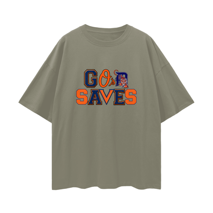 Religious God Saves Sport Logos Like Graphic Oversized T Shirt