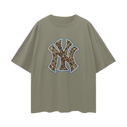 Yankees Leopard 90s Vintage Like Graphic Oversized T Shirt