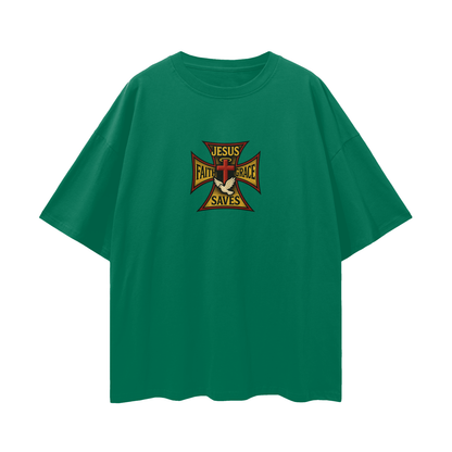 Religious Jesus Saves West Coast Choppers Like Graphic Oversized T Shirt