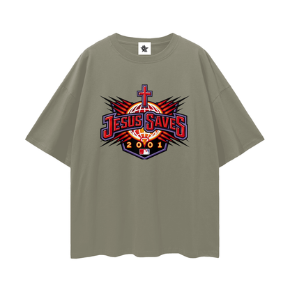 Vintage/Y2K Religious Jesus Saves Oversized T Shirt
