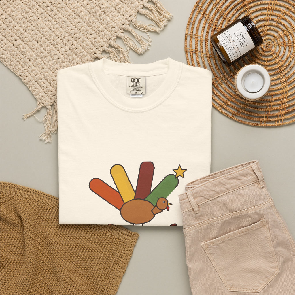Promoted From the Kids Table Shirt, Funny Thanksgiving Hand Turkey Garment-Dyed Tee