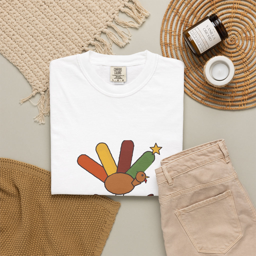 Promoted From the Kids Table Shirt, Funny Thanksgiving Hand Turkey Garment-Dyed Tee