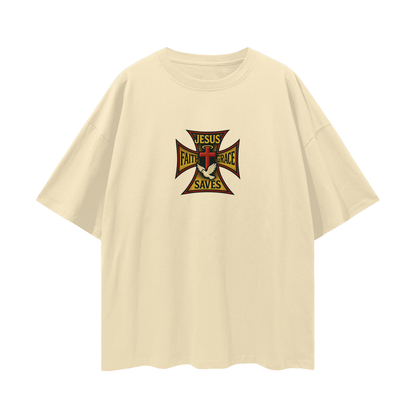 Religious Jesus Saves West Coast Choppers Like Graphic Oversized T Shirt