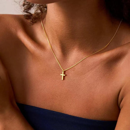 Cross Necklace for Women 14K Gold Plated Non Tarnish Jewelry Gifts | Cross Pendant Necklace Cute Simple Small Necklace Christian Baptism Religious Faith Jewelry Gifts