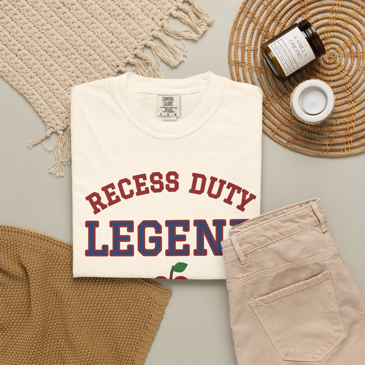 Teacher Shirt, Recess Duty Legend Varsity Tee, Teacher Appreciation Gift, Funny Teacher Tee, Garment-Dyed Cotton