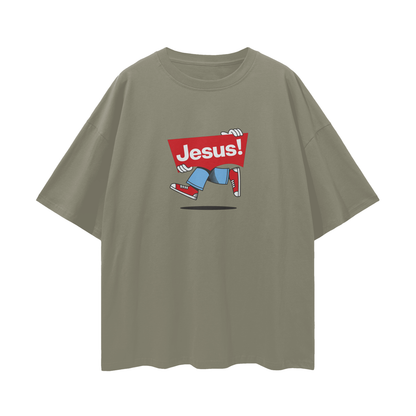 Religious Jesus Vintage Levi's Logo Like Graphic Oversized T Shirt