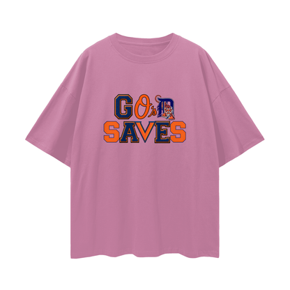 Religious God Saves Sport Logos Like Graphic Oversized T Shirt