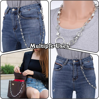 Wallet Dice Chain, Punk Hip Hop Unisex Wallet Chains for Men with Engraved Dice Charm for Pants Gothic Jeans Pocket Chain Streetwear Essential
