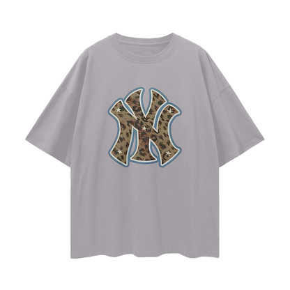 Yankees Leopard 90s Vintage Like Graphic Oversized T Shirt