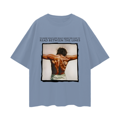 Religious Jesus Read Between The Lines Graphic Oversized T Shirt