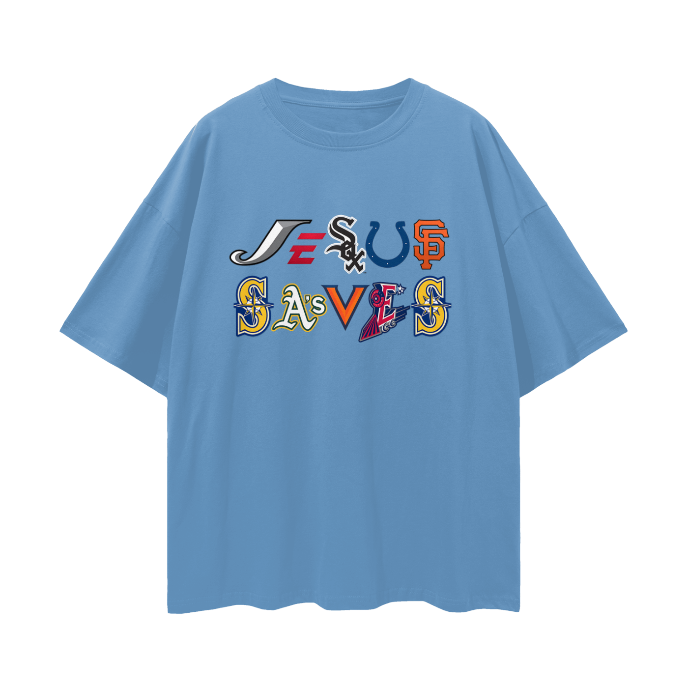 Religious Jesus Saves Sport Logos Like Graphic Oversized T Shirt