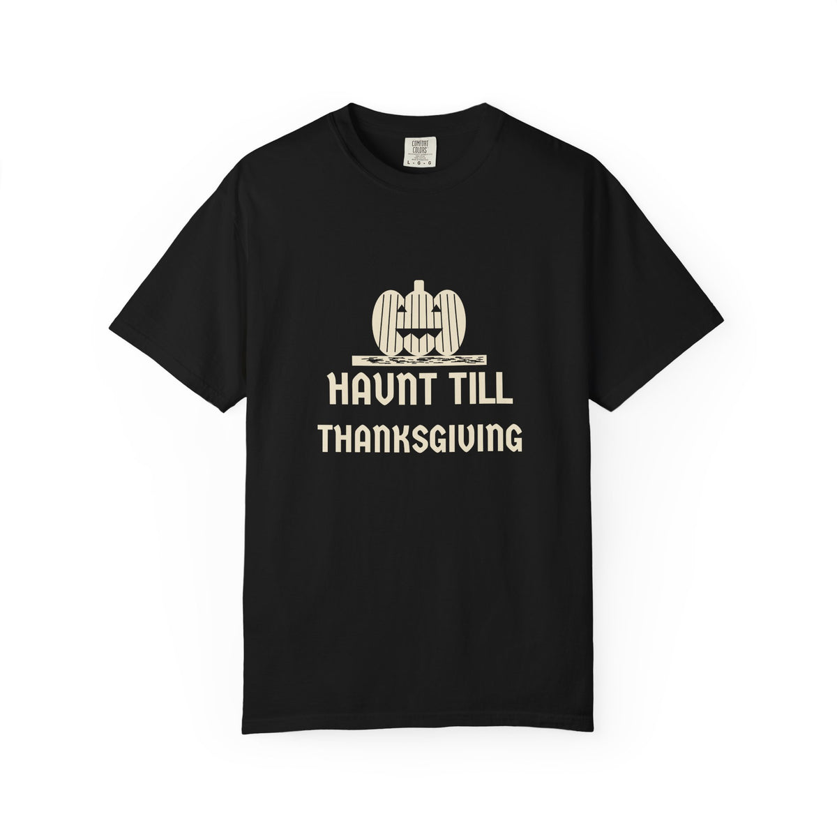 Haunt Till Thanksgiving Woodcut Pumpkin Halloween Tee