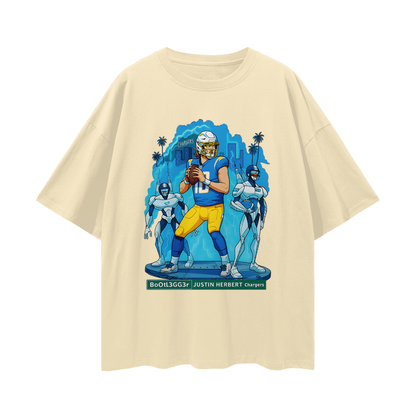 Vintage/Y2K Chargers Justin Herbert Downtown Bootlegger Oversized T Shirt