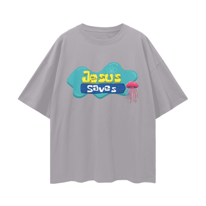 Religious Jesus Saves Spongebob Graphic Oversized T Shirt