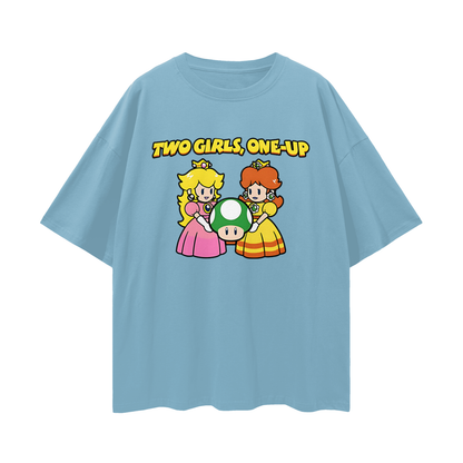 Funny Vintage/Y2K Two Girls One Up Oversized T Shirt