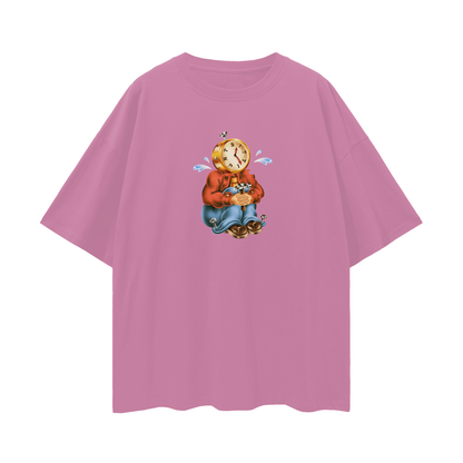 Sitting Clock Man Like 90s Y2K Vintage Like Graphic Oversized T Shirt