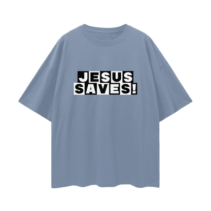 Religious Jesus Saves Cartoon Network Like Graphic Oversized T Shirt