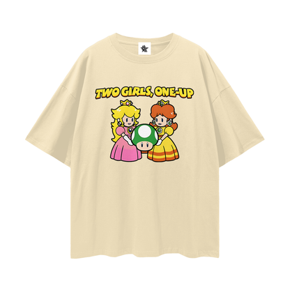 Funny Vintage/Y2K Two Girls One Up Oversized T Shirt