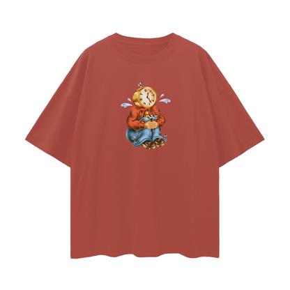 Sitting Clock Man Like 90s Y2K Vintage Like Graphic Oversized T Shirt