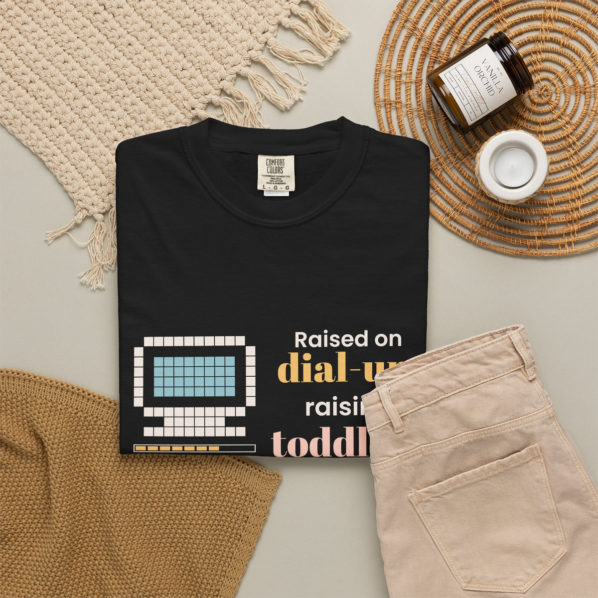 Raised on Dial-Up Raising Toddlers Tee, Millennial Mom Shirt