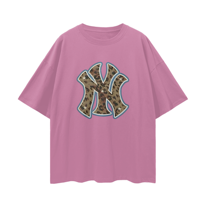 Yankees Leopard 90s Vintage Like Graphic Oversized T Shirt