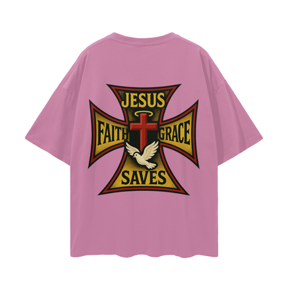 Religious Jesus Saves West Coast Choppers Like Graphic Oversized T Shirt