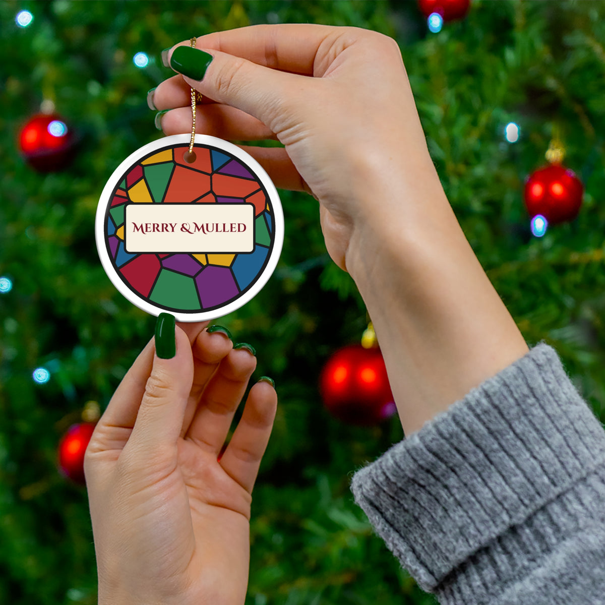 Merry and Mulled Stained Glass Christmas Ornament